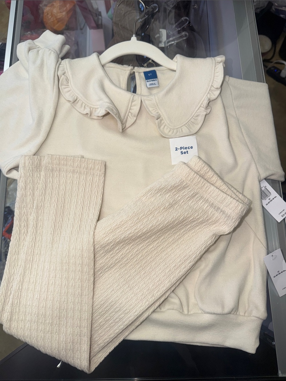 Old Navy Cream Ruffle Collar 2-Piece Legging Set